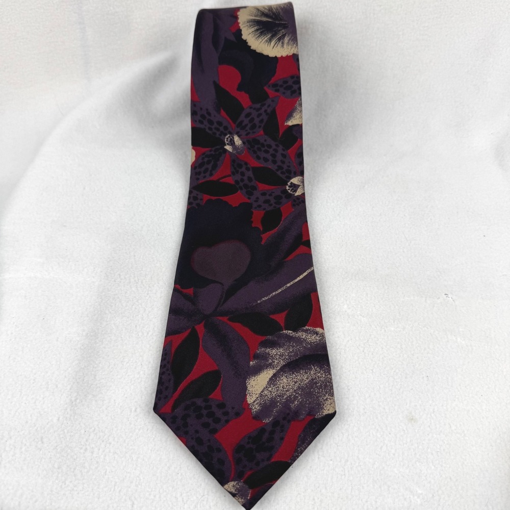Christian Dior Monsieur Silk Tie Floral Made in‎ Italy Burgundy Purple